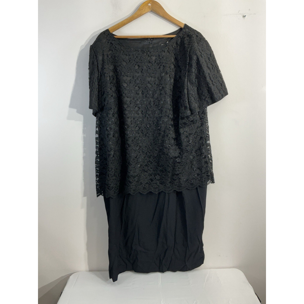 Womans Dress Barn Woman Cocktail Dress Perceptions 24 W Black Lined Short Sleeve